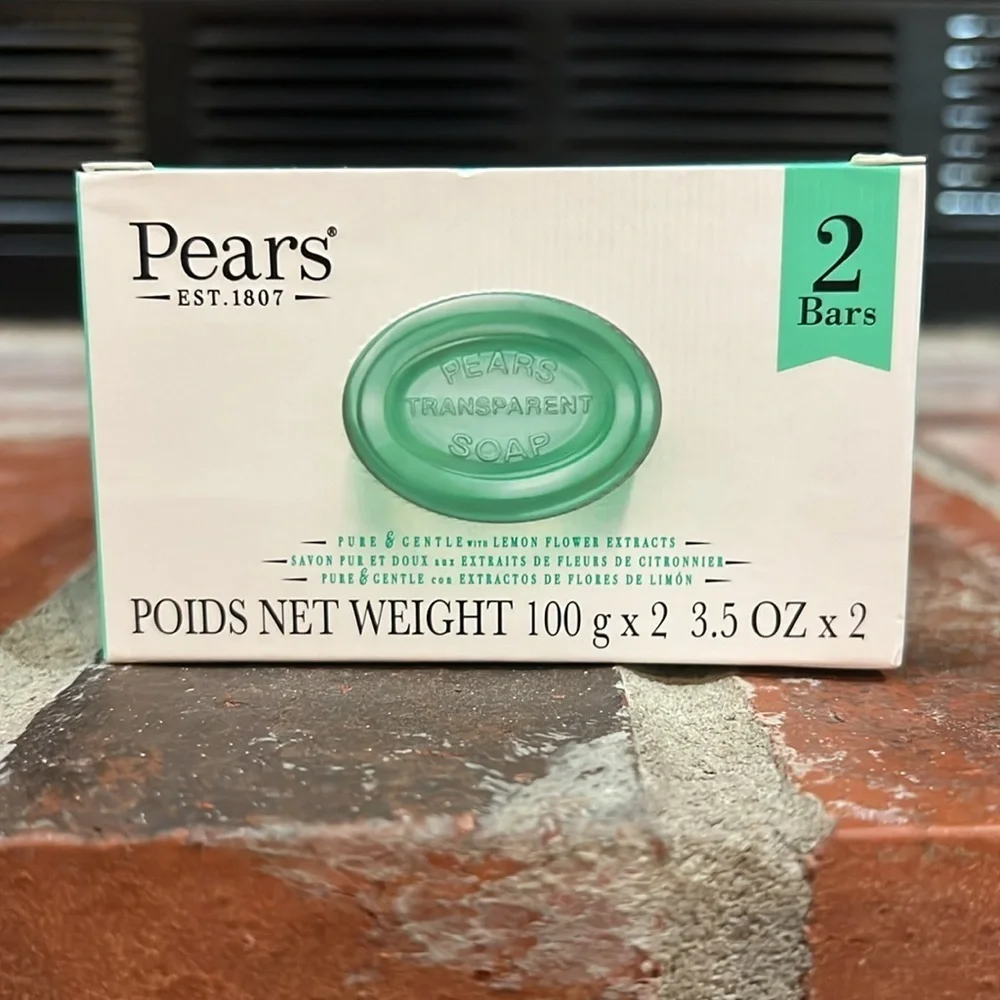 Pears Transparent Soap Bars Pure & Gentle W/Lemon Flower Extracts 2 - 2pack